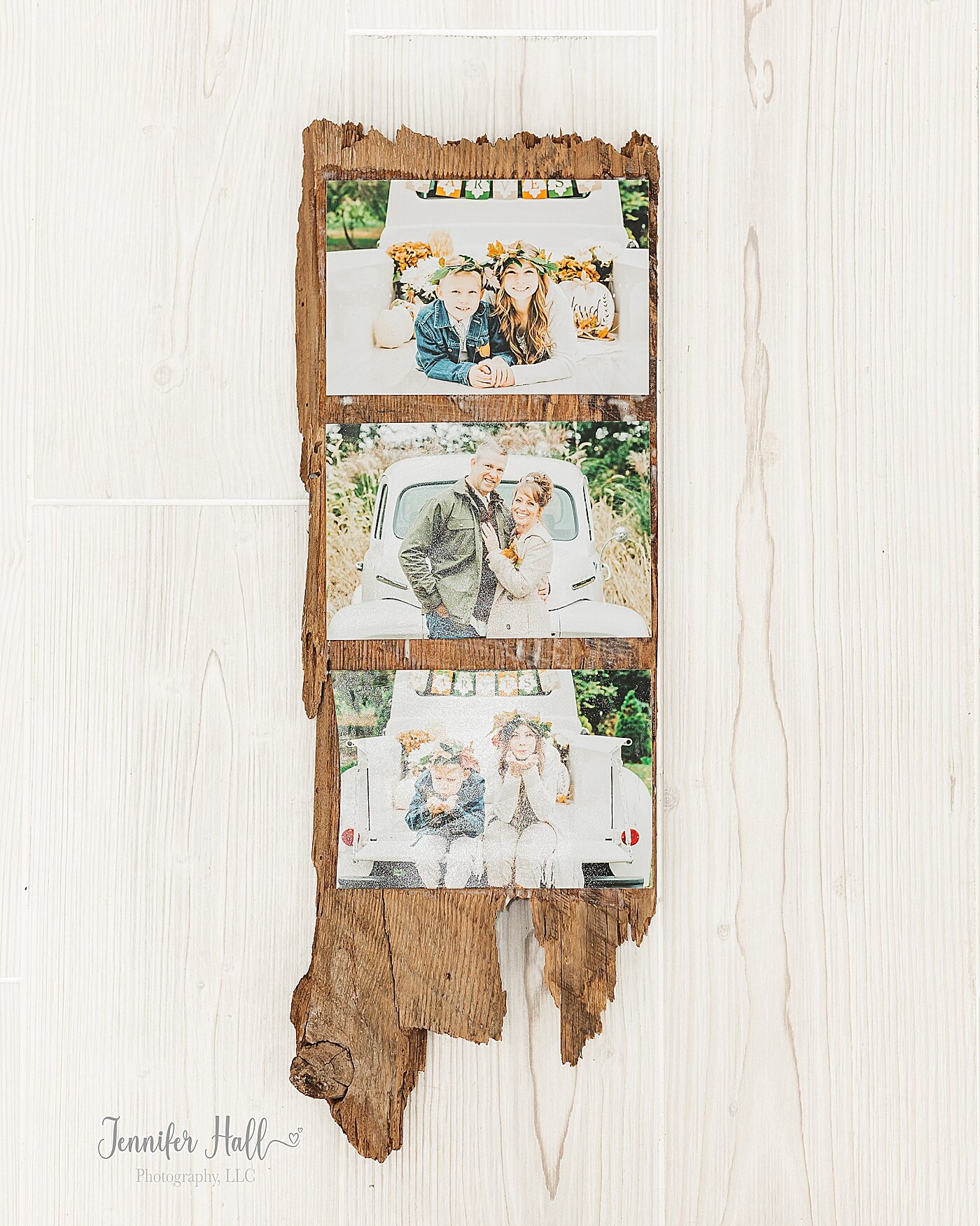 Smoothed out photos on a wooden board so they would lay flat and not have bubbles to make a family photo gift.