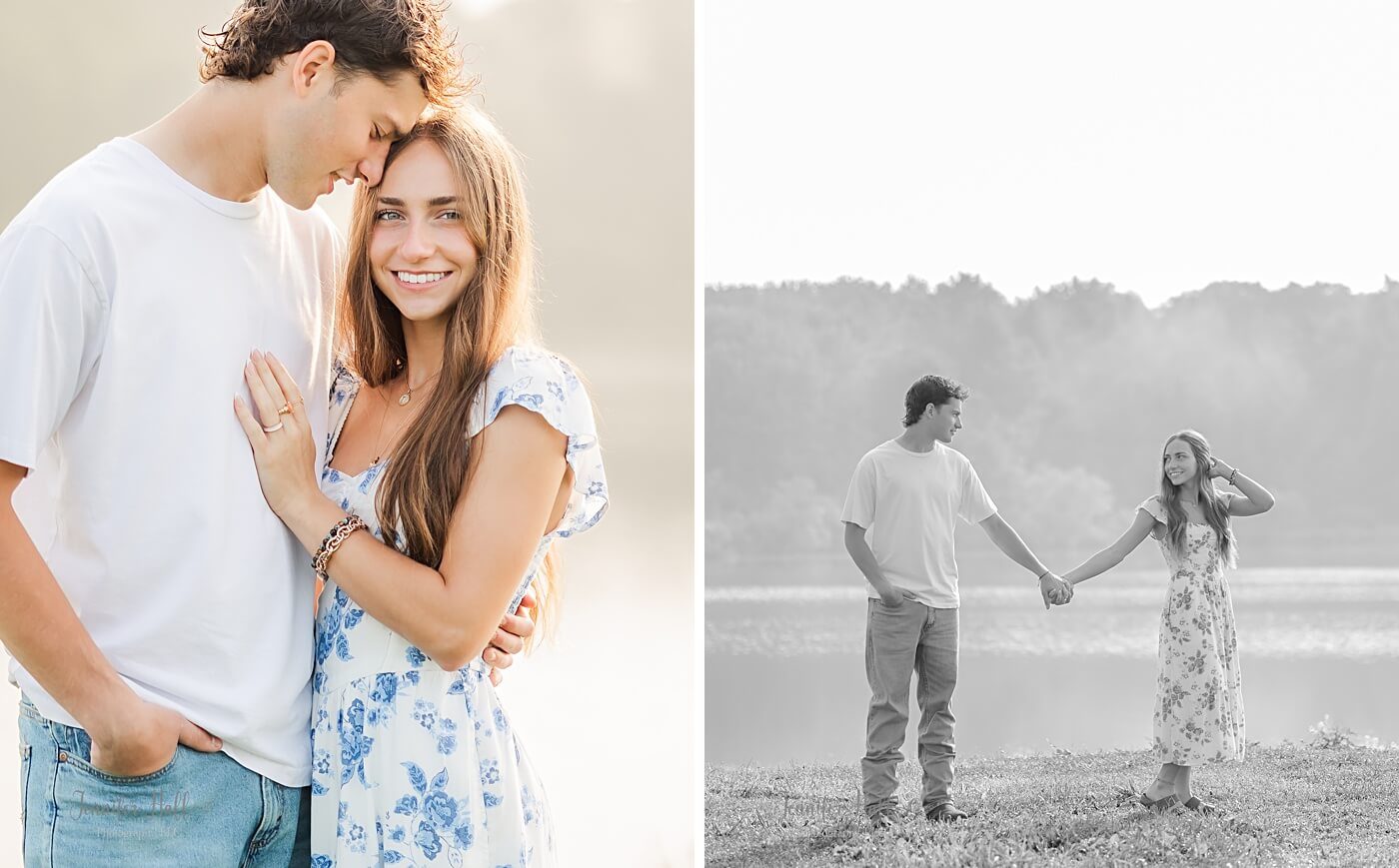 Couple standing close and apart for a couple’s photo session.