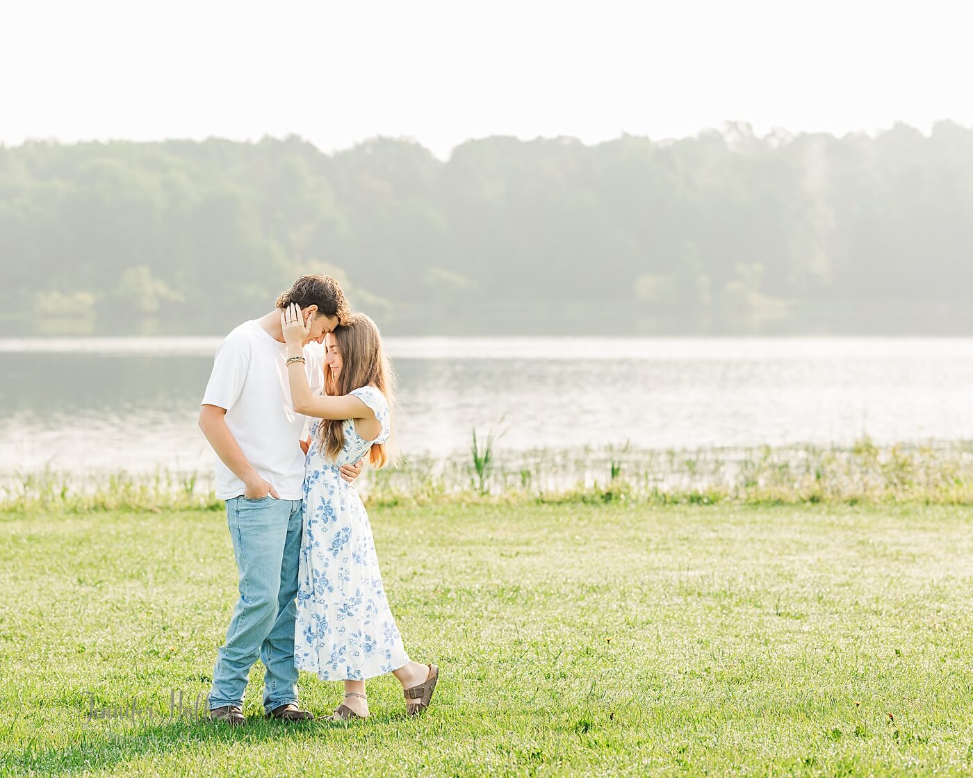 Couple standing in a field for Howard Eaton Reservoir in North East, PA, couple’s photos.